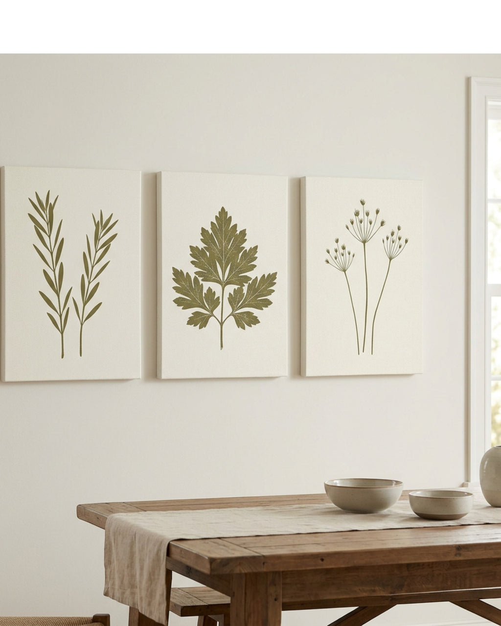 Plzgw Botanical Silhouette Triptych Canvas Set Olive - Lifestyle view