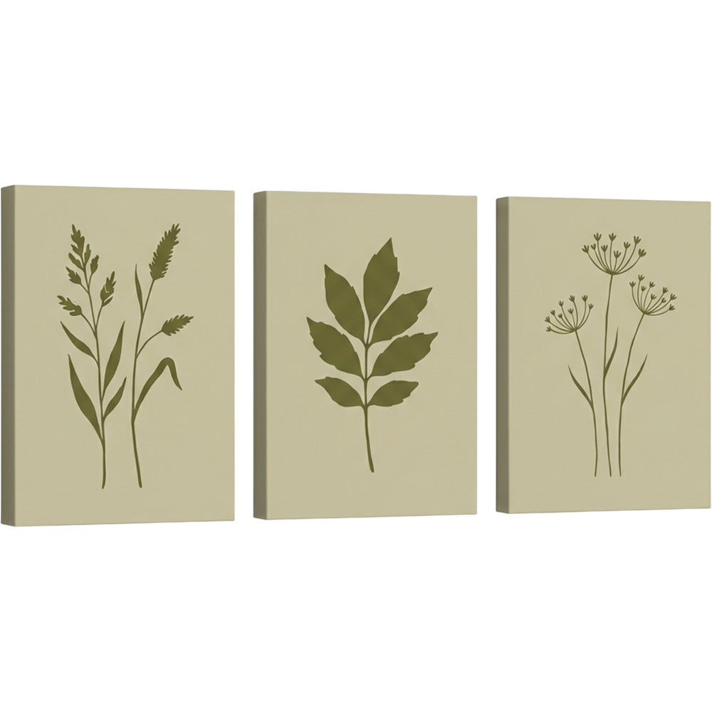 Plzgw Botanical Silhouette Triptych Canvas Set Olive - Product view