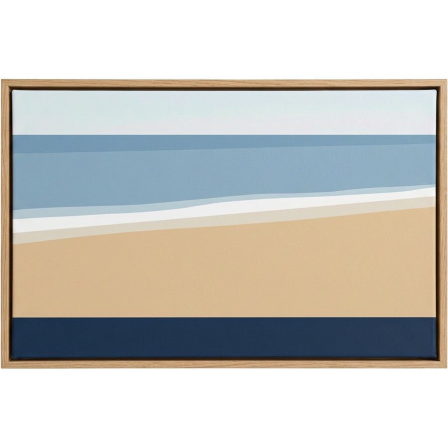 Plzgw Coastal Horizon Floating Frame Canvas Sand Navy